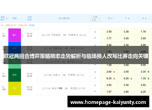 欧冠两回合博弈策略赔率走势解析与临场换人改写比赛走向关键 欧冠两回合博弈策略赔率走势解析与临场换人改写比赛走向关键